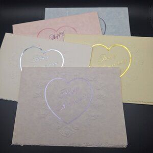 Vintage Embossed‎ Anniversary Greeting Cards Set Of 5 Assorted Colors Envelopes